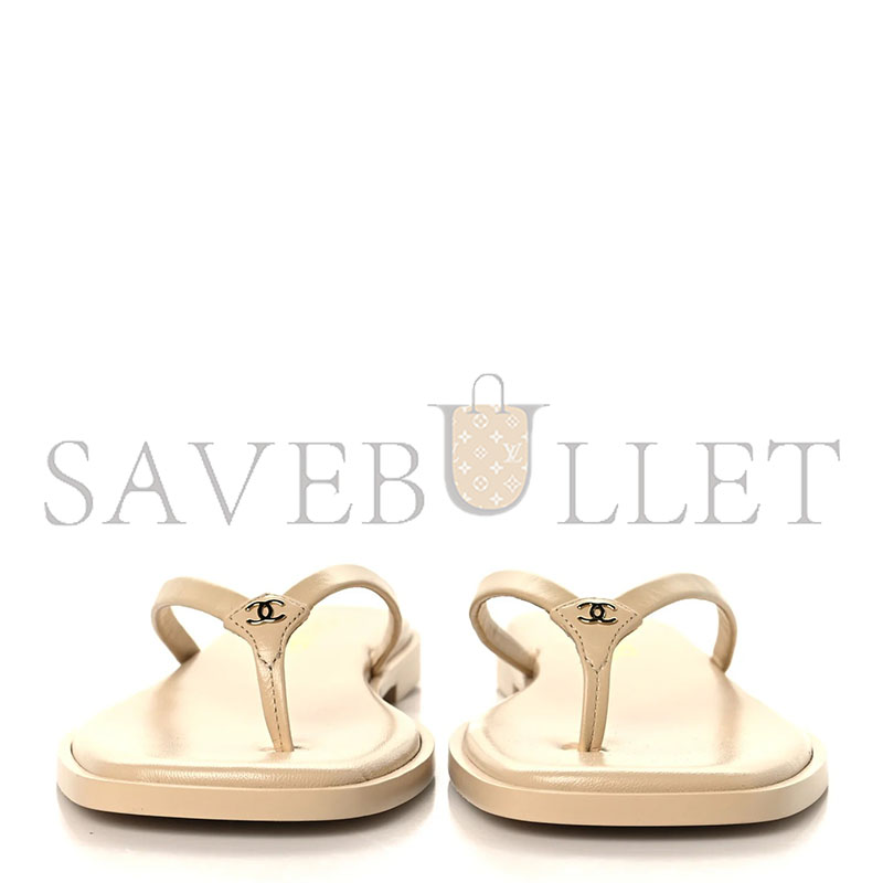Ch**el GOATSKIN CC TIMES SQUARE THONG SANDALS